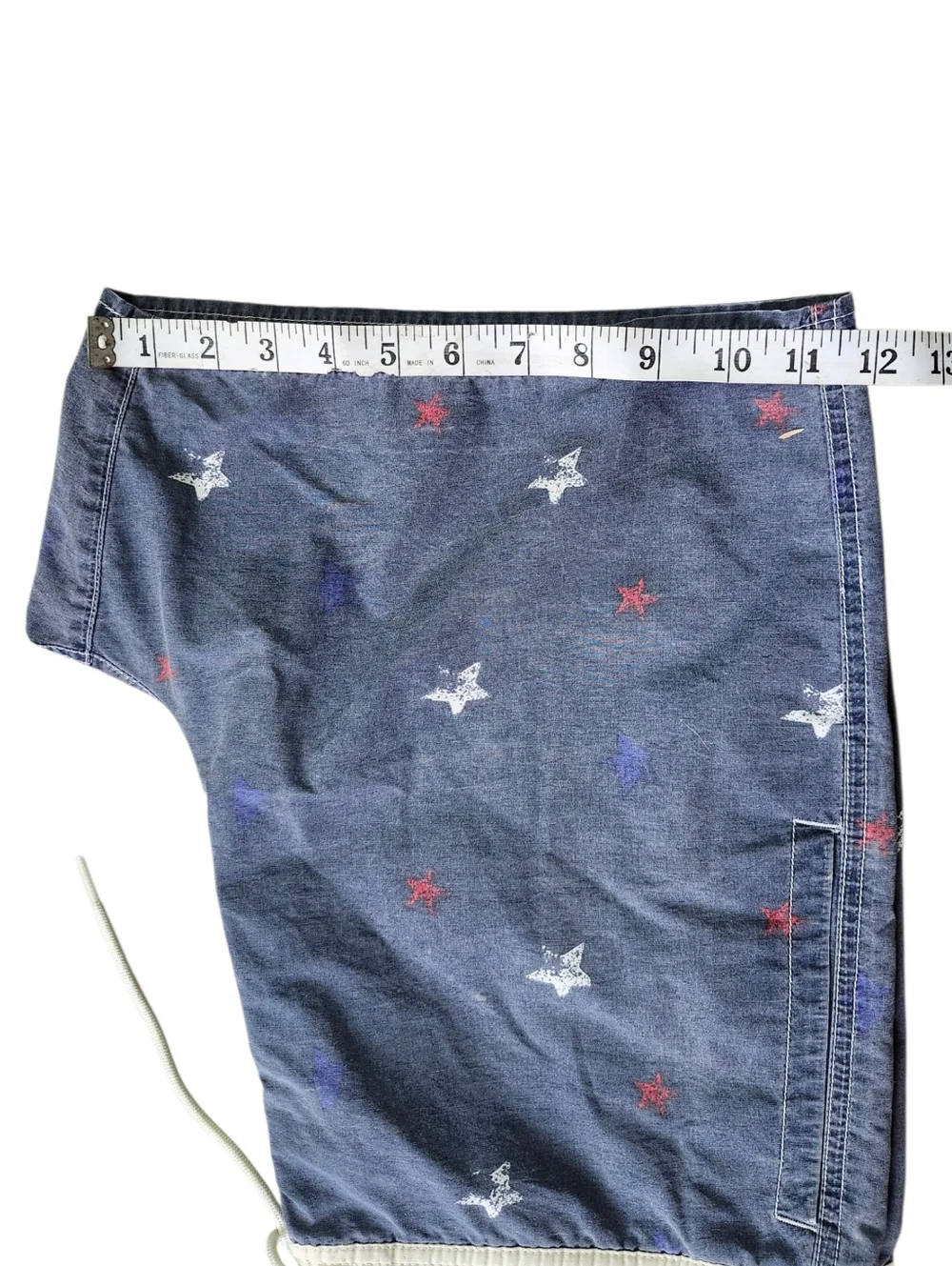 American Eagle Blue with Red and White All Over Star Print Swim Shorts. Sz. M
